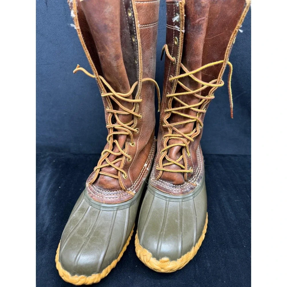 Vtg LL Bean Maine Hunting Shoe Brown Leather 11.5